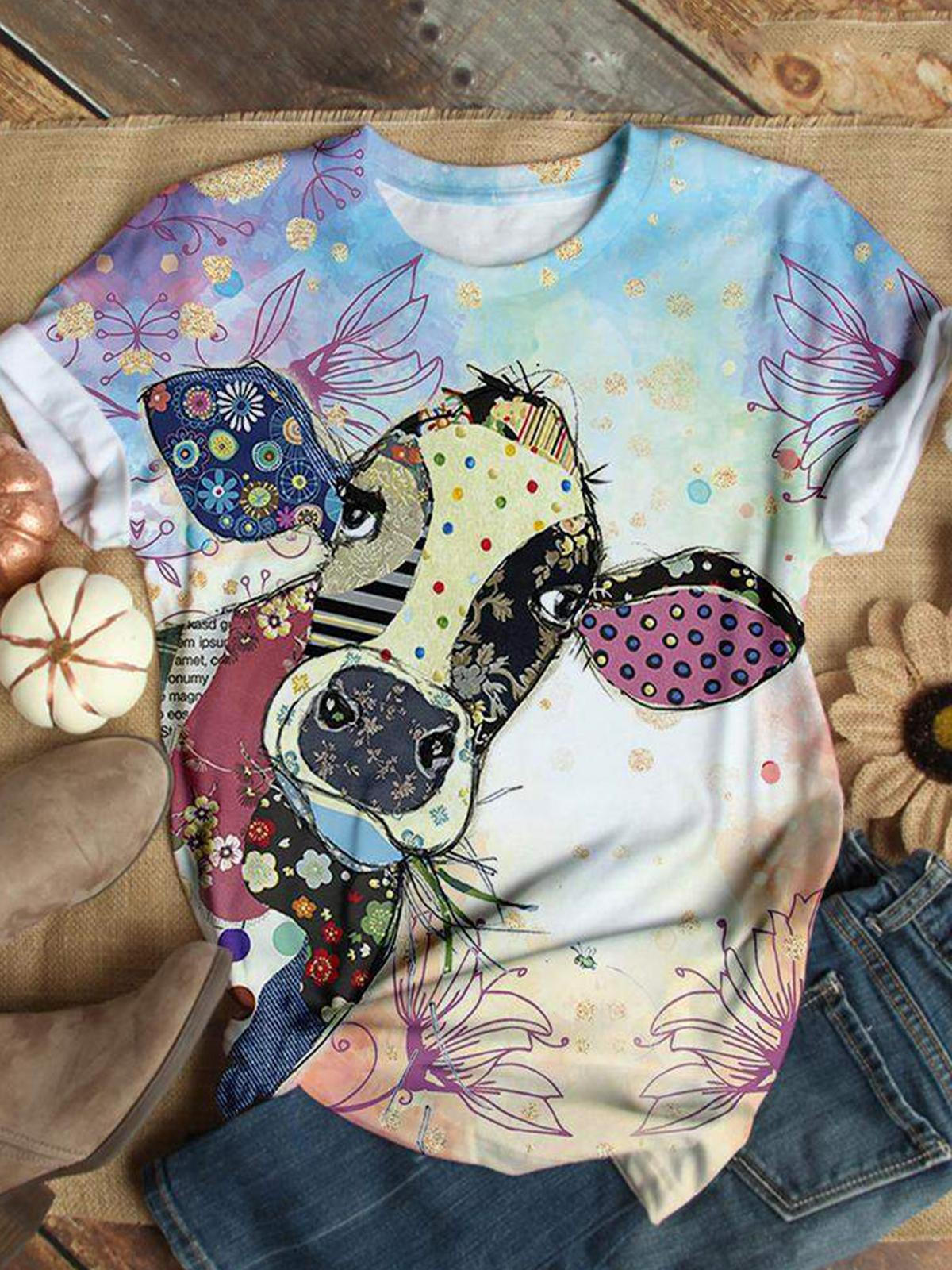 Cow Crew Neck T-shirt