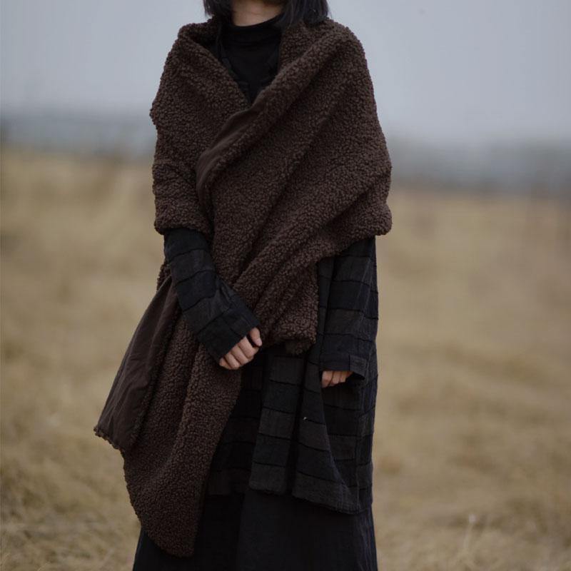 New ladies retro thick and long all-match Chocolate color scarf