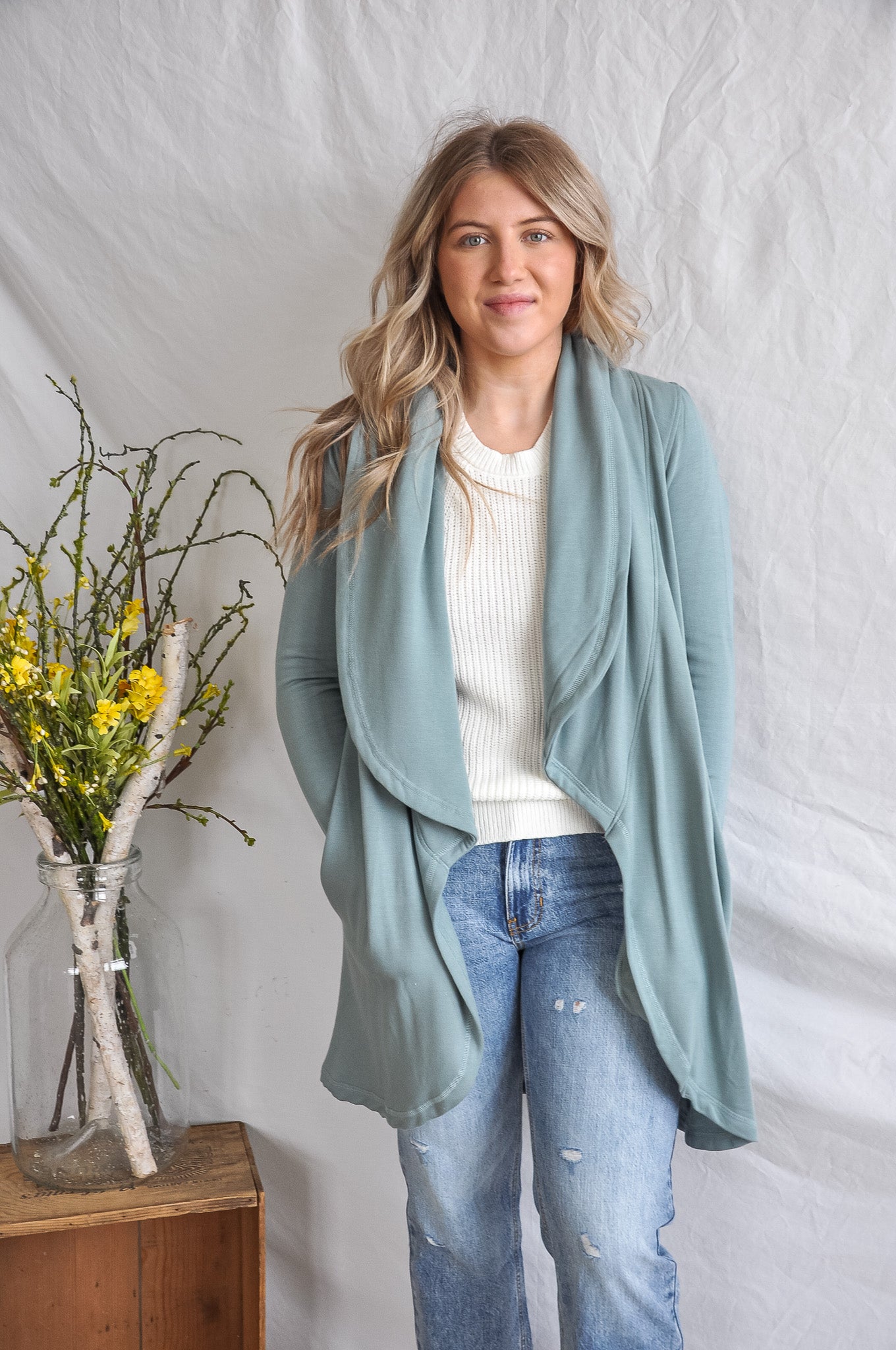 Drapey Front Fleece Cardigan